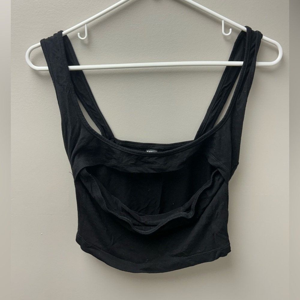 Shein Black Open Front‎ Tank Top